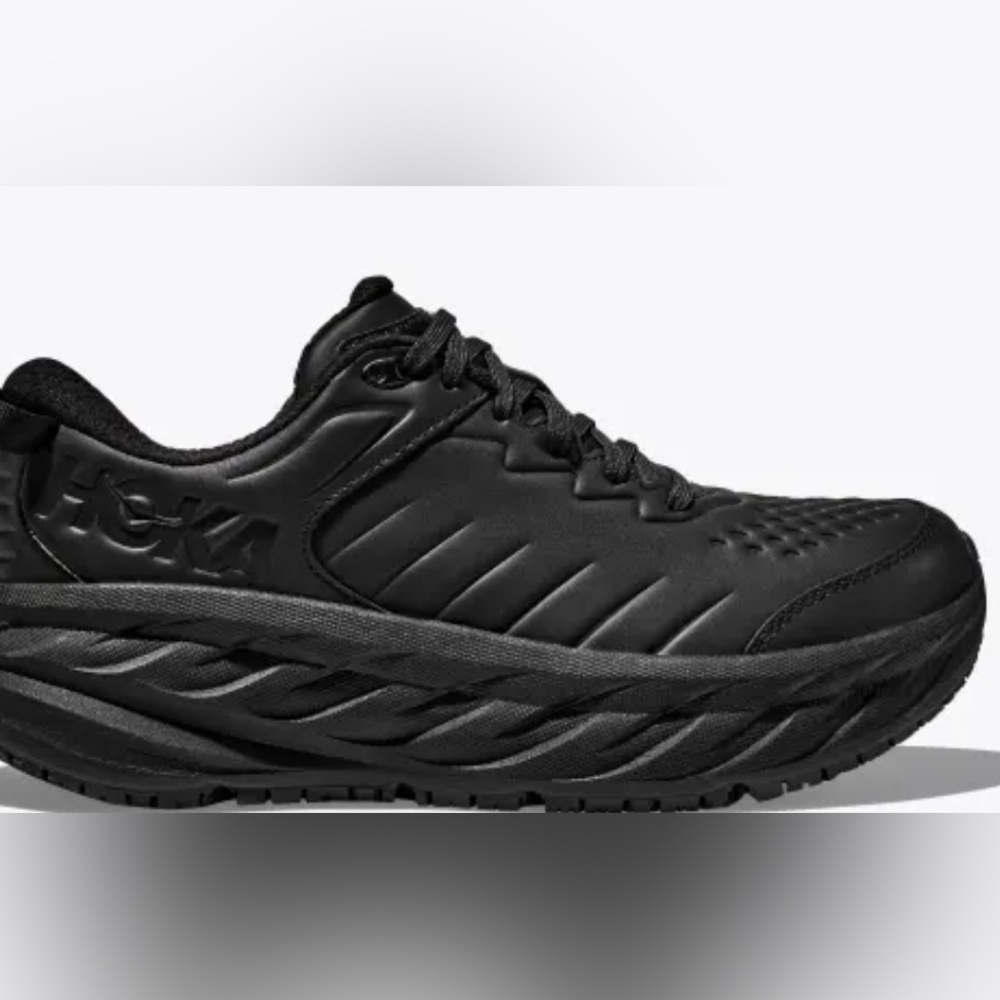 Hoka One One Bondi SR Black Leather Sneakers Size 9.5 Without Box